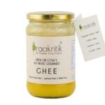 Praakritik Natural Desi Gir Cow Ghee 500ml - 100% A2 Gir Cow Desi Ghee - Prepared by Traditional Bilona Method - Vedic Cultured Grassfed - Vegetarian GMO Free Lactose Free - Cow Ghee 500 ml - Fast UK Delivery