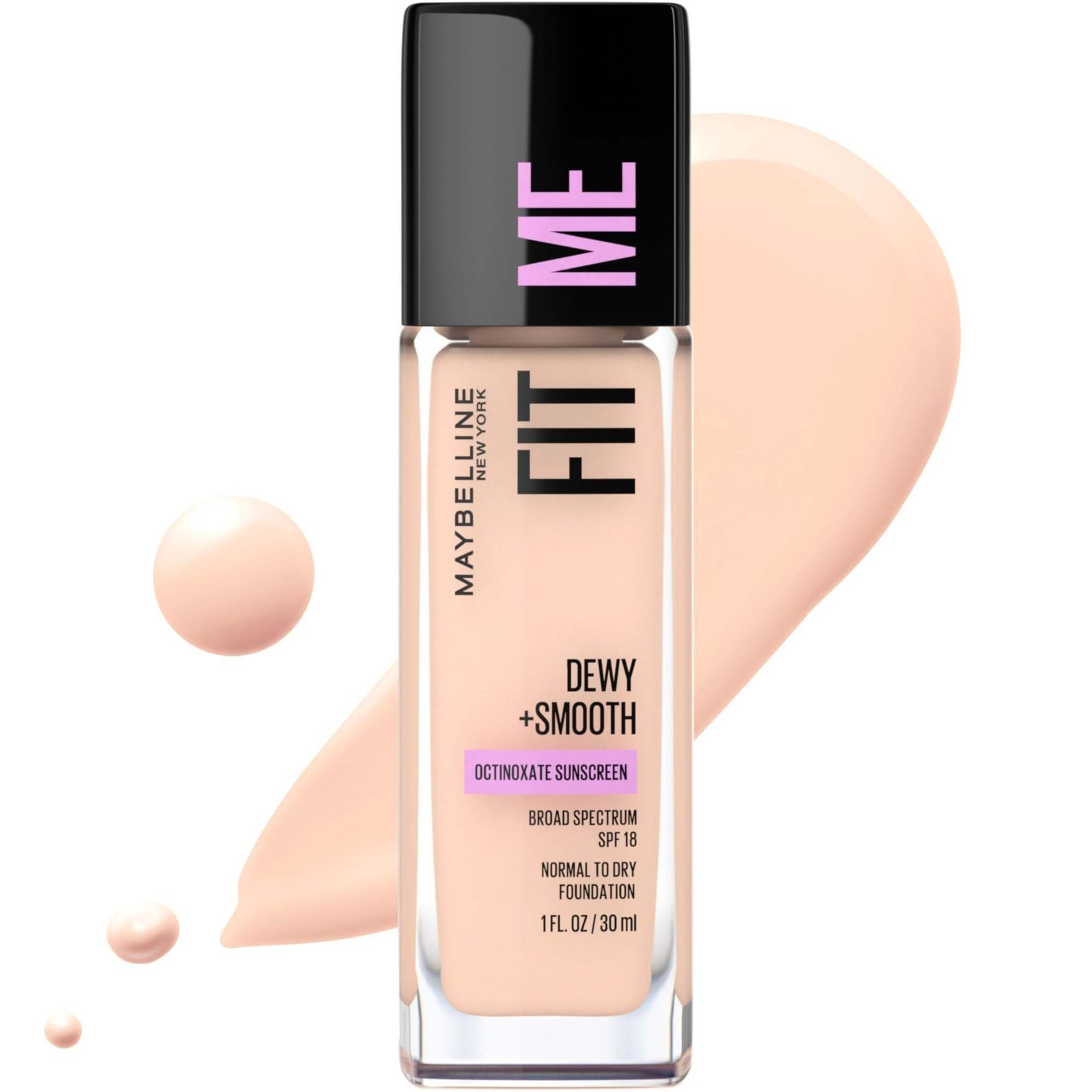 uk61nRLuPq3VL-1.jpg Maybelline Fit Me Dewy + Smooth Natural Liquid Full Coverage Foundation Makeup For Dry Skin, Fair Ivory, 1 Fl Oz., Pack Of 1 - Fast UK Delivery - Image 1