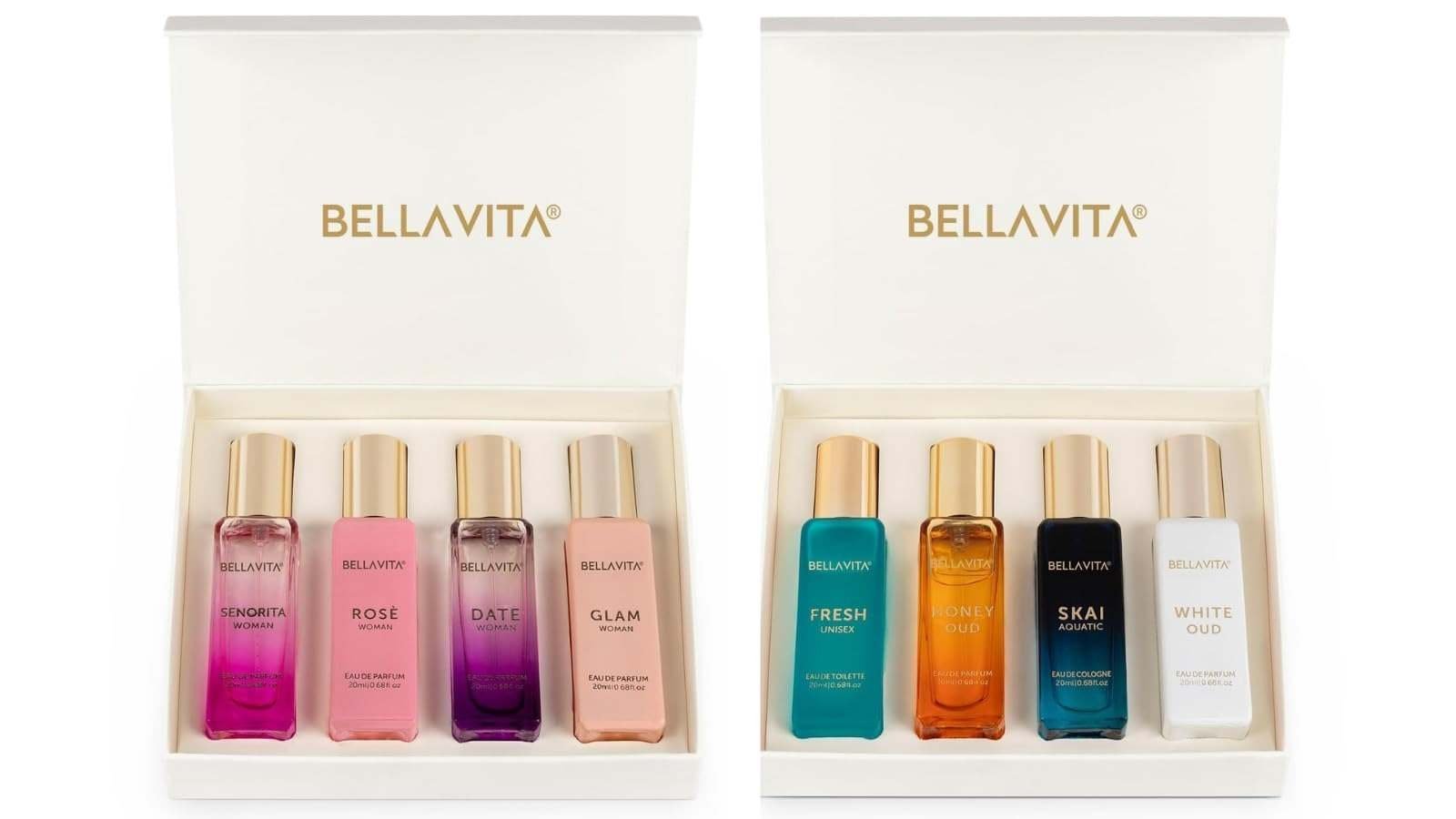uk61nfpGT2BiL-1.jpg Bella Vita Luxury Unisex Liquid Eau De Parfum 4 X 20Ml & Women With Skai Fresh Whiteoud Honey Oud Woman Eau De Parfum 4X20 Ml For Women With Date Senorita Glam Rose Perfumefloral Fruity - Fast UK Delivery - Image 1