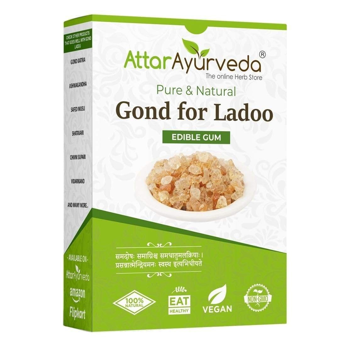 uk61oCmWv5MEL-1-1.jpg Attar Ayurveda Edible Gond for Laddu 250 grams | Babul Gond for Ladoo | Edible gum | 100% Natural, No Preservatives (250 grams) - Fast UK Delivery - Image 1