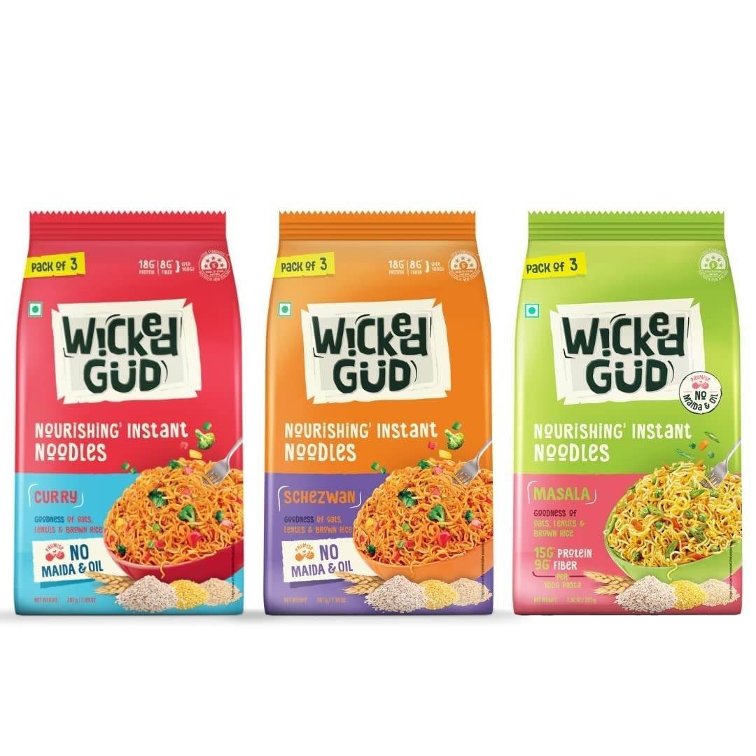 uk61pmYMyySyL-1-1.jpg WickedGud Nourishing Instant Noodles Range | No Maida | No Oil | No MSG | High Protein | High Fibre | Cholesterol Free - Fast UK Delivery - Image 1