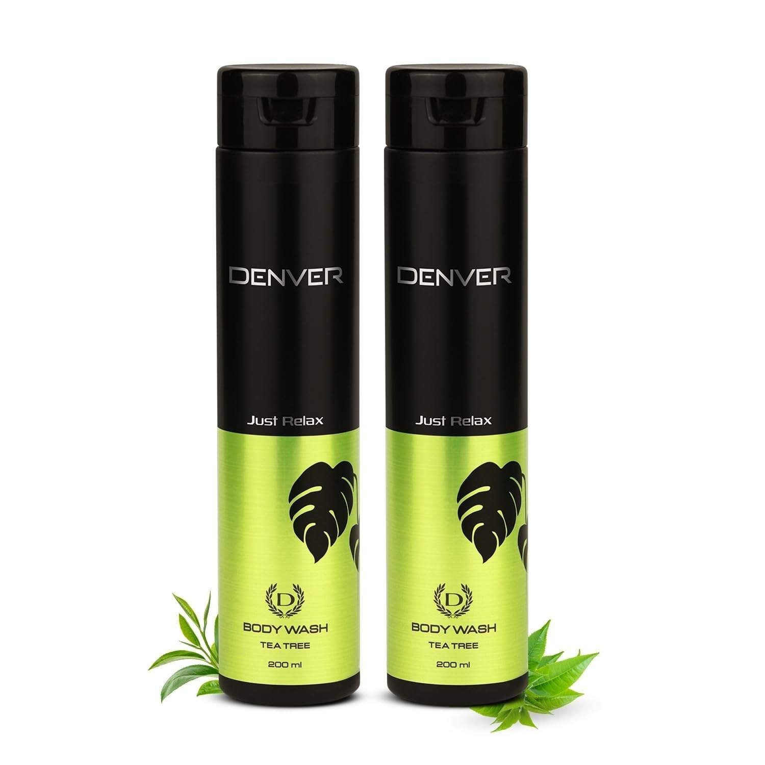 uk61qBr-xBWPL-1-1.jpg DENVER Just Relax Tea Tree Body Wash - 200ML Each (Pack of 2) | Enriched with Tea Tree Extracts - Best Body Wash Cleanser for Men - Fast UK Delivery - Image 1