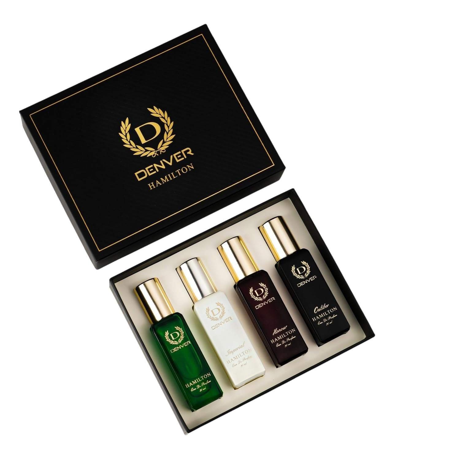 uk61rzEsx5gL-1.jpg DENVER Hamilton Gift Set for Men - Hamilton, Imperial, Honour, Caliber - 20ML Each | Long Lasting Luxury Perfume EDP - Fast UK Delivery - Image 1