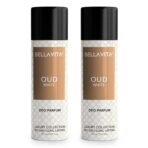 Bella Vita Luxury OUD WHITE No Gas Body Deodorant Parfum Combo for Men with Orange, Fressia & Tobacco|Woody Long Lasting Deo, Pack of 2, 150 Ml Each Spray - Fast UK Delivery