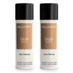 Bella Vita Luxury OUD WHITE No Gas Body Deodorant Parfum Combo for Men with Orange, Fressia & Tobacco|Woody Long Lasting Deo, Pack of 2, 150 Ml Each Spray - Fast UK Delivery