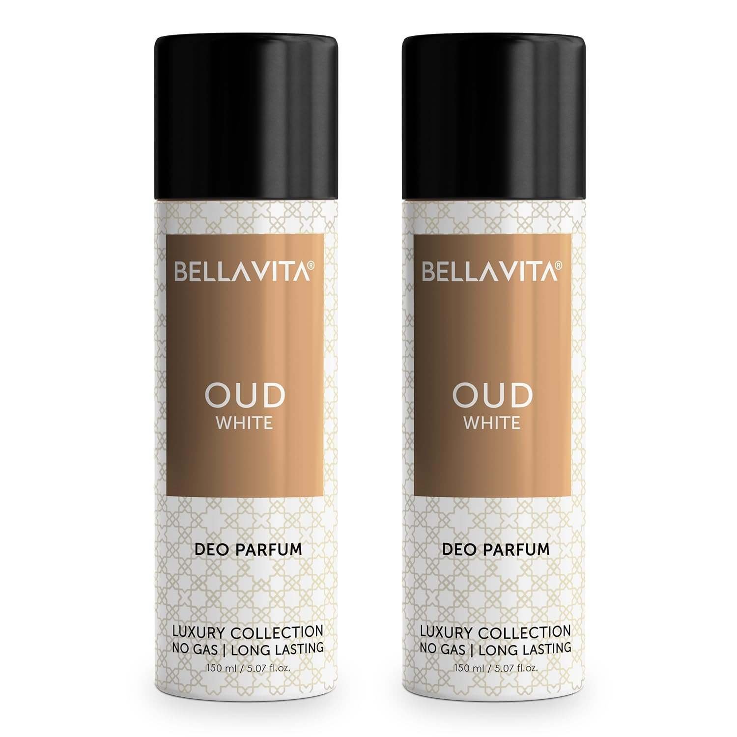 uk61sz-LcvEIL-1.jpg Bella Vita Luxury OUD WHITE No Gas Body Deodorant Parfum Combo for Men with Orange, Fressia & Tobacco|Woody Long Lasting Deo, Pack of 2, 150 Ml Each Spray - Fast UK Delivery - Image 1
