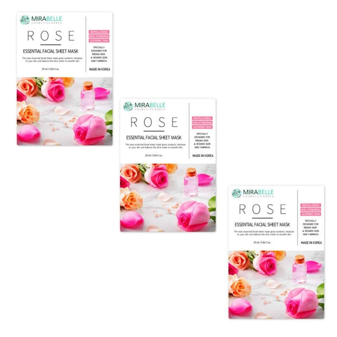 uk61tKenEyEuL-1.jpg Mirabelle Korea Rose Sheet Mask Pack Of 3 - Fast UK Delivery - Image 1