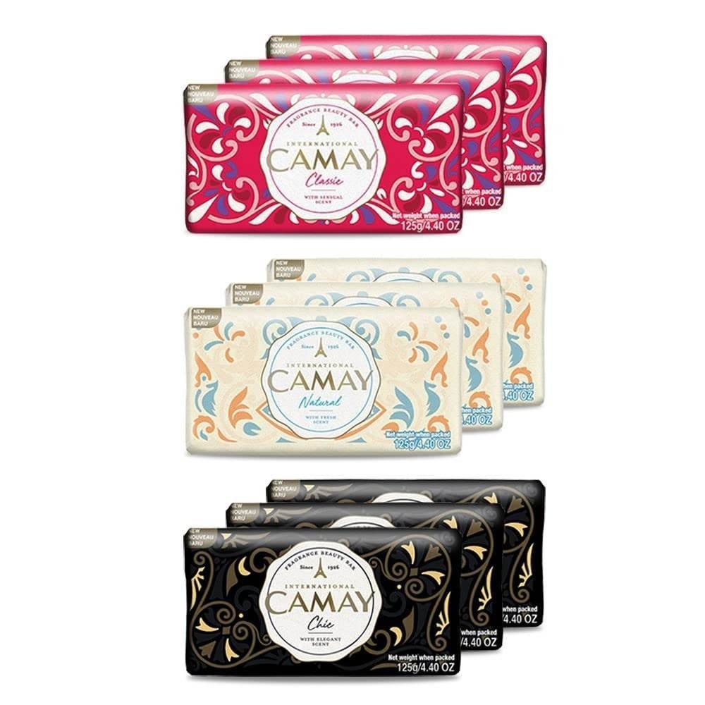 uk61tWv68OytL-1-1.jpg Camay Chic, Classic and Natural Soap, French fragrance, for soft supple skin, International Beauty Bar, Imported soap, 125g (pack of 9), Multicolor - Fast UK Delivery - Image 1