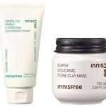 Innisfree Super Volcanic Pore Clay Mask 2X 100ml & Innisfree Green Tea Foam Cleanser Combo - Fast UK Delivery