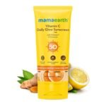 Mamaearth Vitamin C Daily Glow Sunscreen with Vitamin C & Turmeric for Sun Protection & Glow | SPF 50 & PA++++ Protection | No White Cast | Lightweight & Non-Sticky | Brightens Skin | For All Skin Types | 80 g - Fast UK Delivery