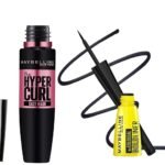 Maybelline New York Colossal Bold Eyeliner, Black, 3g & New York Hypercurl Mascara Washable, Black, 9.2ml Matte Finish - Fast UK Delivery
