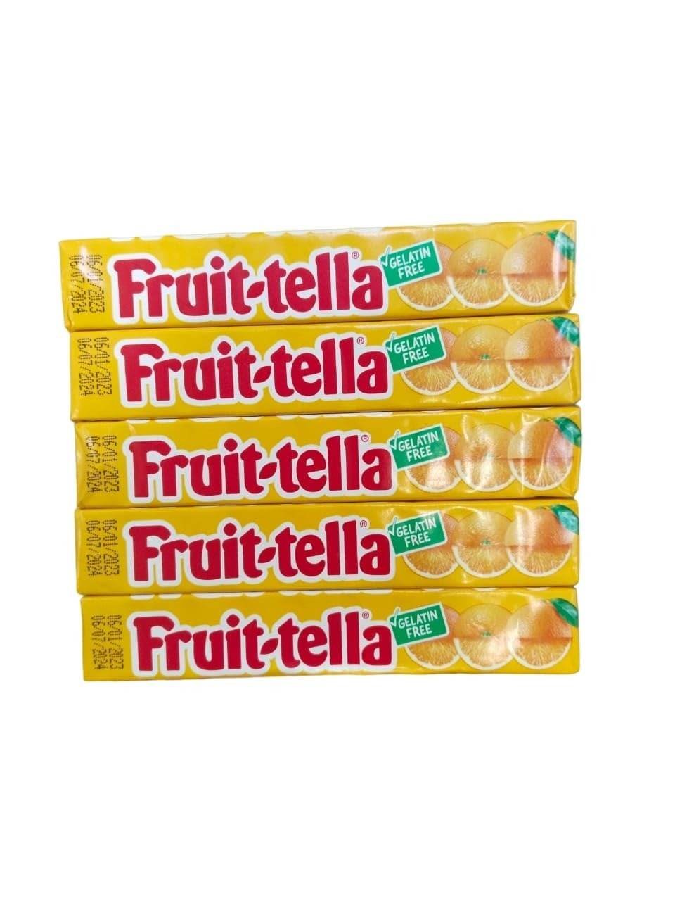 uk61vJpzt5L-1.jpg Fruit-tella Chewy Candy Orange Flavour Gelatin Free Pack of 5 (5 X 32.4 grams), 162 grams - Fast UK Delivery - Image 1
