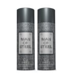 DENVER Man Of Steel Drill Deodorant Body Spray - 200ML Each (Pack of 2) - Fast UK Delivery