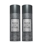 DENVER Man Of Steel Drill Deodorant Body Spray - 200ML Each (Pack of 2) - Fast UK Delivery