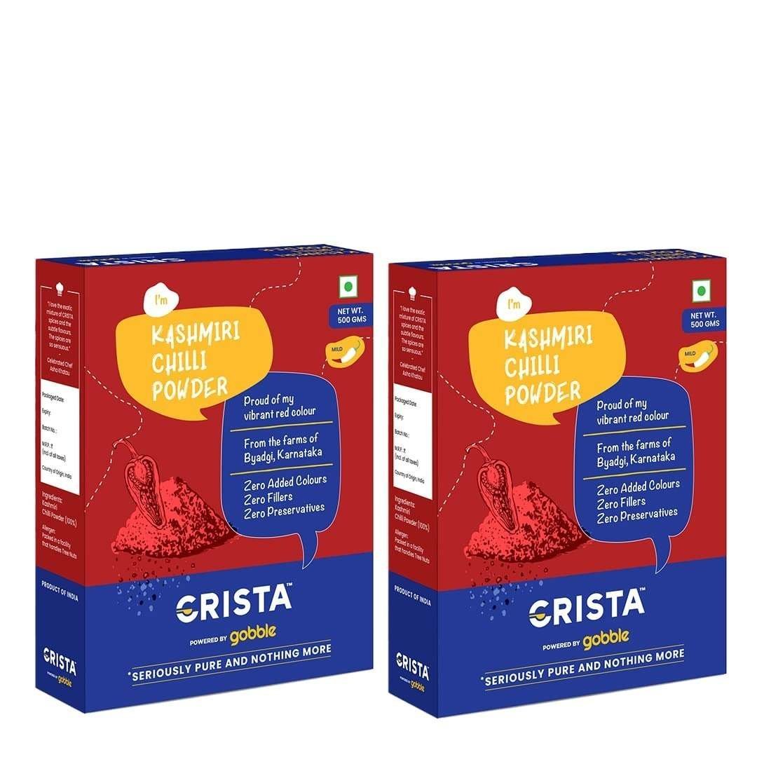 uk61wFJ0sXP7L-1-1.jpg CRISTA Kashmiri Chilli Powder Combo Pack| Kashmiri Chilli Powder 500 gms x 2 | Pack of 2 | Laal Mirch Powder | Zero added Colours, Fillers, Additives & Preservatives - Image 1