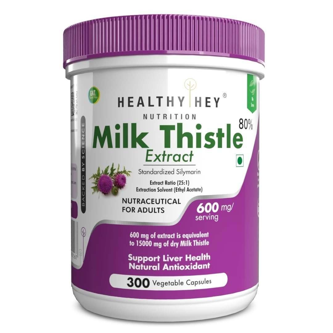 uk61wIRp8j3bL-1-1.jpg HealthyHey Nutrition Milk Thistle Capsules for Liver Health - High Strenght - 600mg Extract - 300 Veg. Capsules - Fast UK Delivery - Image 1