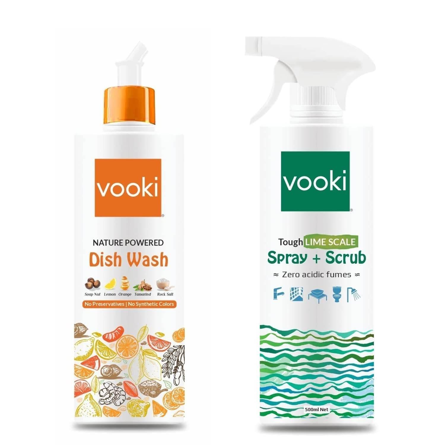 uk61x2PTr-wUL-1-1.jpg Vooki Nature Powered Natural Dish Wash Gel and Ecofriendly Tough Lime Scale Stain Descaler Remover Spray - 500 Ml Each, (Combo Pack of 2) - Fast UK Delivery - Image 1