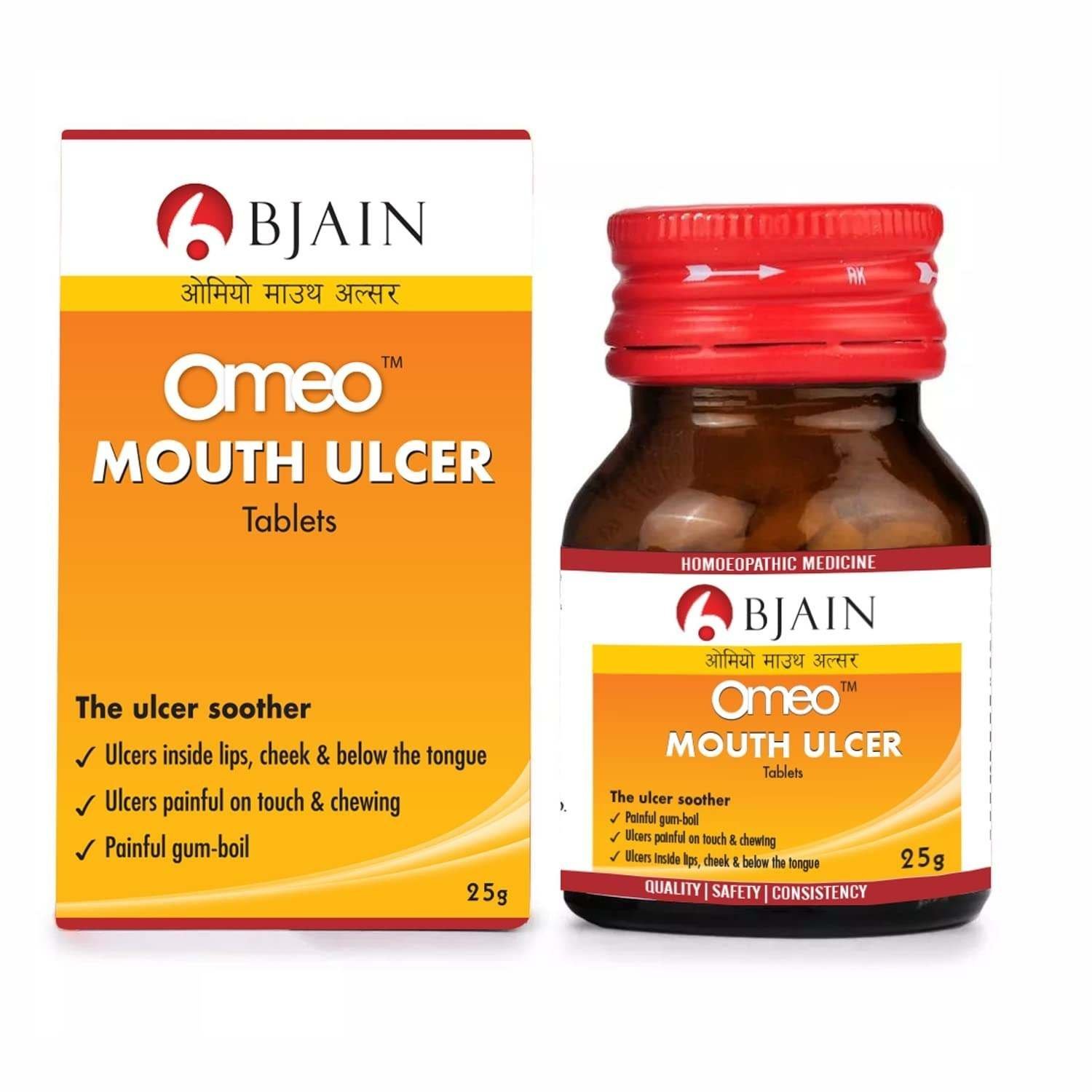 uk61yVEi5ES1L-1-1.jpg Bjain Omeo Mouth Ulcer Tablets - 25gm - Fast UK Delivery - Image 1