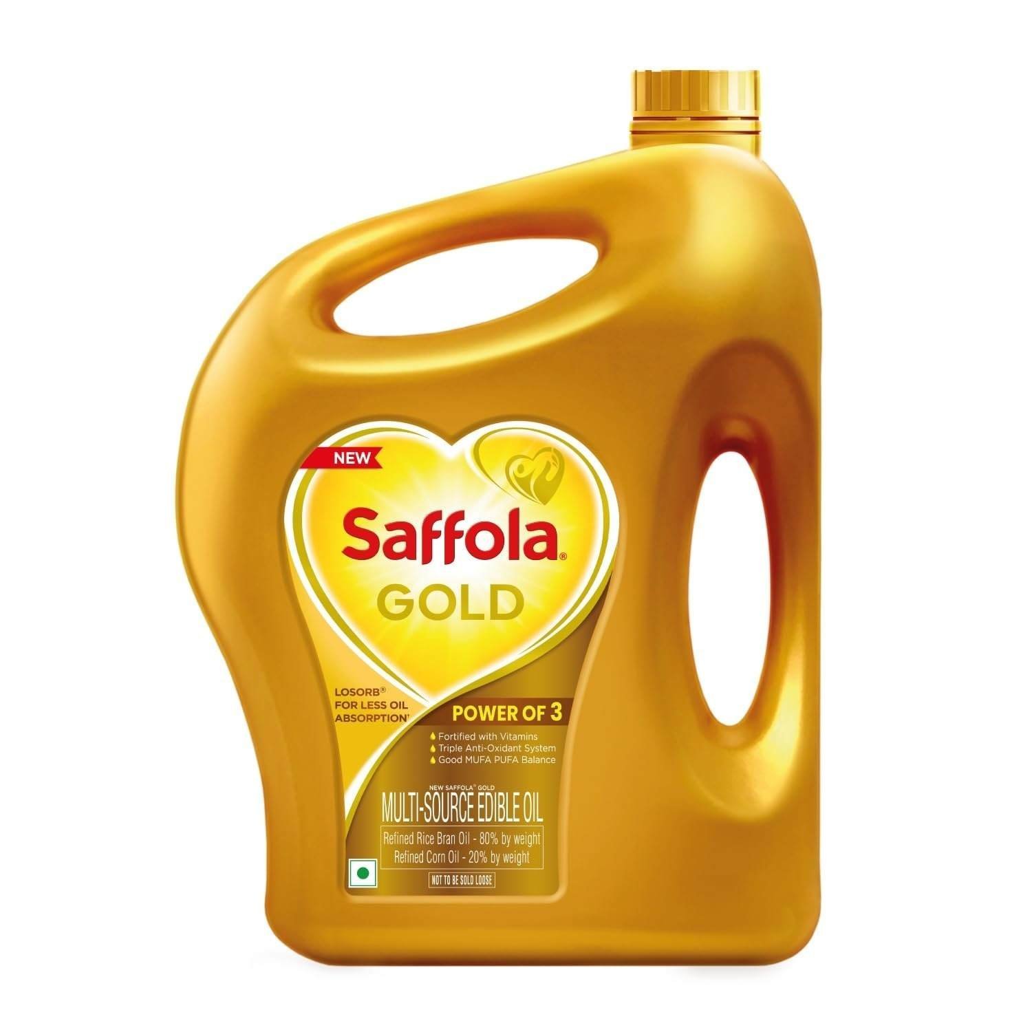 uk61zAXUr5PhL-1-1.jpg Saffola Gold Refined Cooking oil | Power of 3 - Balance of Good Fats, Triple Anti-Oxidant System & Fortified with Vitamins | Multi-Source Edible Rice Bran & Corn Oil | 3 Litre Jar - Fast UK Delivery - Image 1