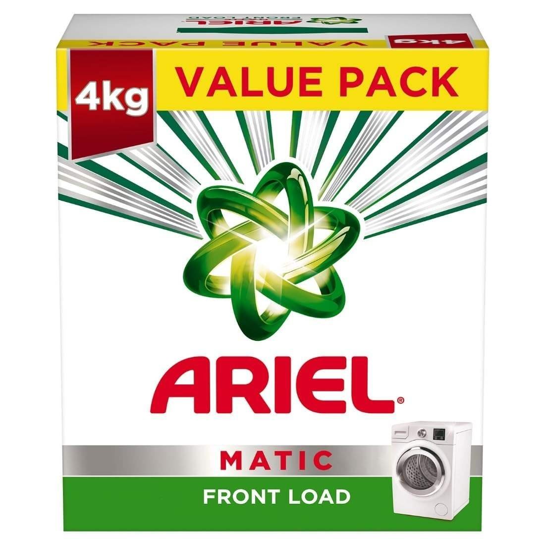 uk61zi1OXo7-L-1-1.jpg Ariel Matic Detergent Powder Front Load - 3kg +1kg free | Removes 100 Tough Stains in 1 wash | Specially Designed for Washing Machines | Fresh Fragrance - Fast UK Delivery - Image 1