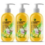Parle Ropvatika Aloevera Lemon Body Wash 1 Liter - Pack 3 (3 Liter) Bodywash Shower Gel with Pure Glycerin - Lemon Fragrance (Aloevera Lemon 1 Liter - Pack 3 (3 Liter)) - Fast UK Delivery
