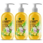 Parle Ropvatika Aloevera Lemon Body Wash 1 Liter - Pack 3 (3 Liter) Bodywash Shower Gel with Pure Glycerin - Lemon Fragrance (Aloevera Lemon 1 Liter - Pack 3 (3 Liter)) - Fast UK Delivery