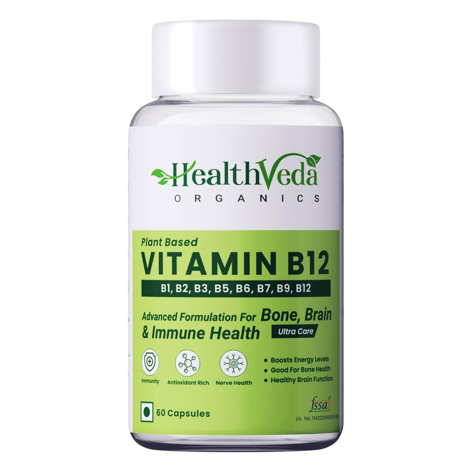 uk71-bkl52IdL-1-1.jpg HEALTH VEDA ORGANICS PRIVATE LIMITED Plant Based Vitamin B12 Supplement, 60 Veg Capsules, B1, B2, B3, B5, B6, B7, B9, Moringa, Good For Digestion And Nerve Health, Glowing Skin For Men & Women - Fast UK Delivery - Image 1