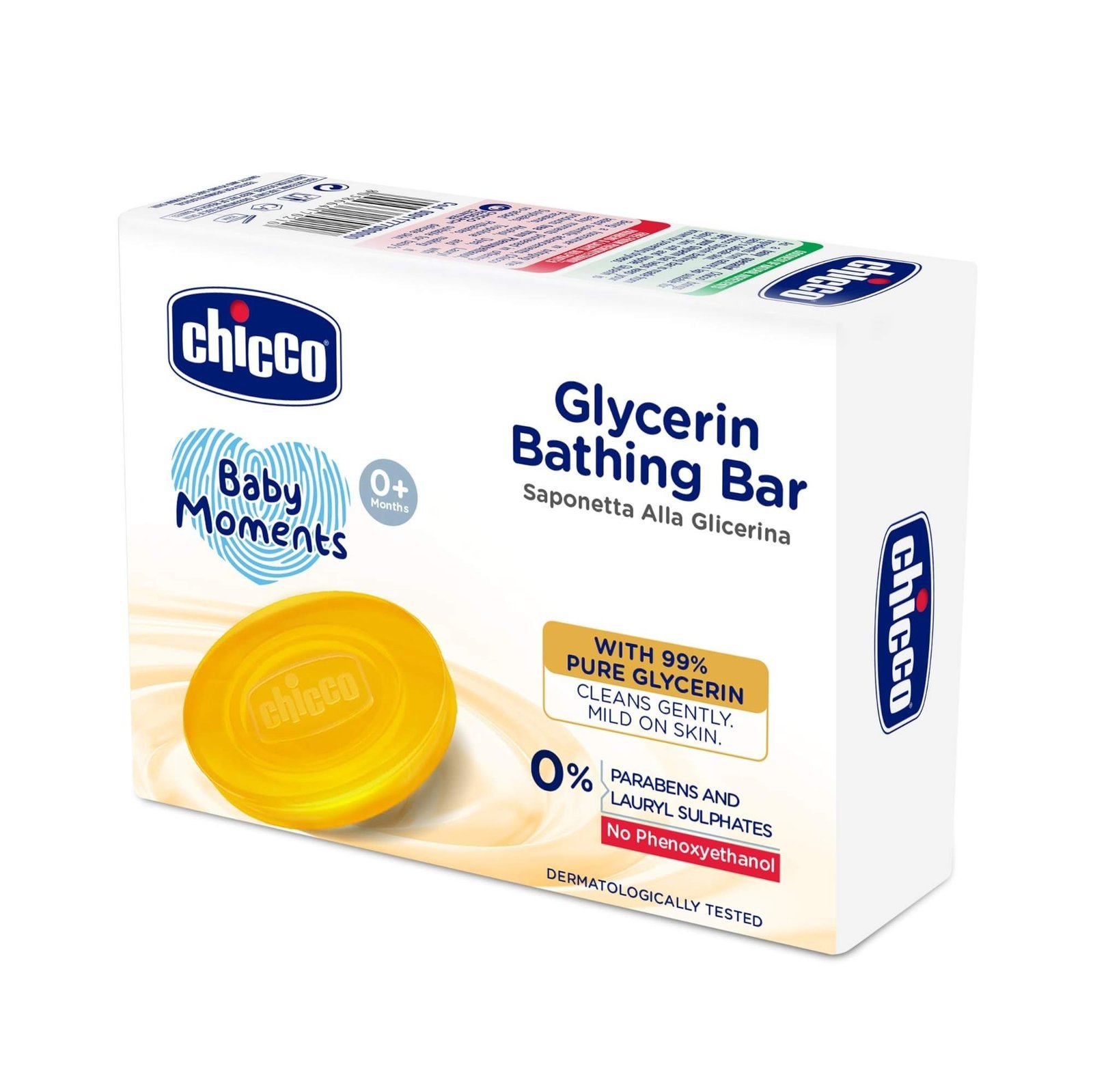 uk71-qF4lcifL-1.jpg Chicco Baby Moments Glycerin Bathing Bar With 99% Pure Glycerin,75G|Mild Formula For Gentle Cleansing|No Added Colours|Parabens & Phenoxyethanol Free|Dermatologically Tested|Pure Soap Babies Kids - Fast UK Delivery - Image 1