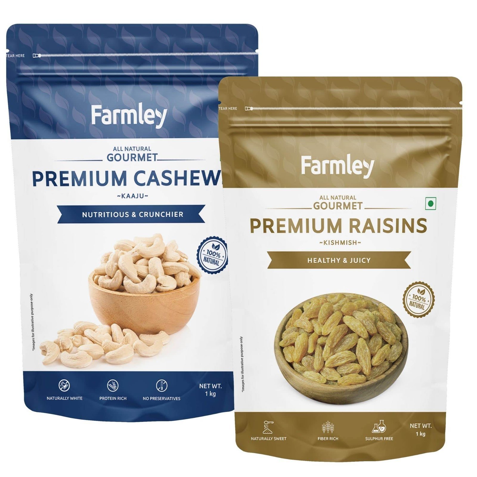 uk710Bf7Y2sTL-1-1.jpg Farmley Dry Fruits Combo Pack 2 kg | Cashews 1 kg | Raisins 1 kg | Mixed Dry Fruits | Healthy Snacks - Fast UK Delivery - Image 1