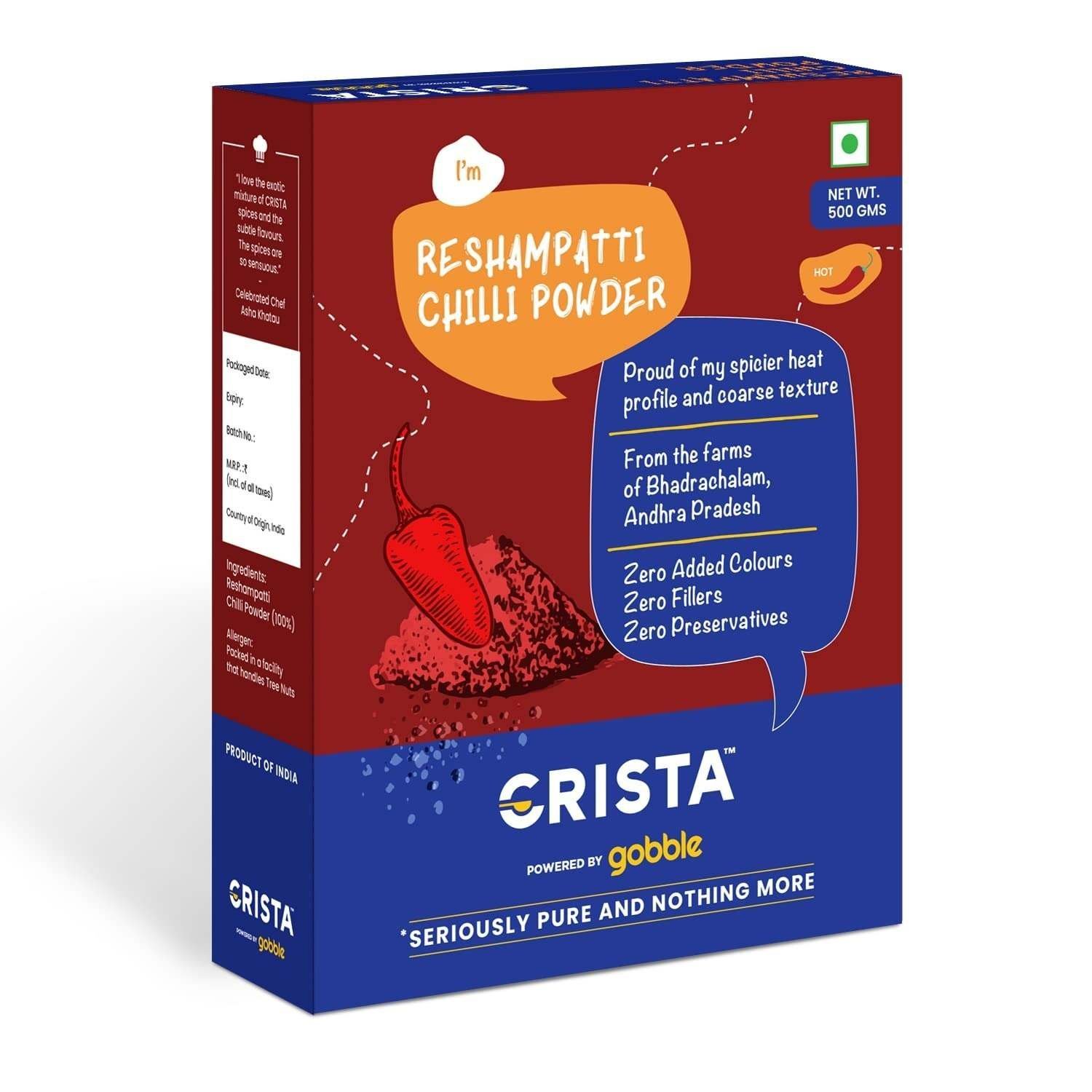uk711Qu8sEASL-1-1.jpg CRISTA Reshampatti Chilli Powder | Laal Mirch Powder with Natural Oils | Zero added Colours, Fillers, Additives & Preservatives | Spicy Grade | 500 gms - Image 1