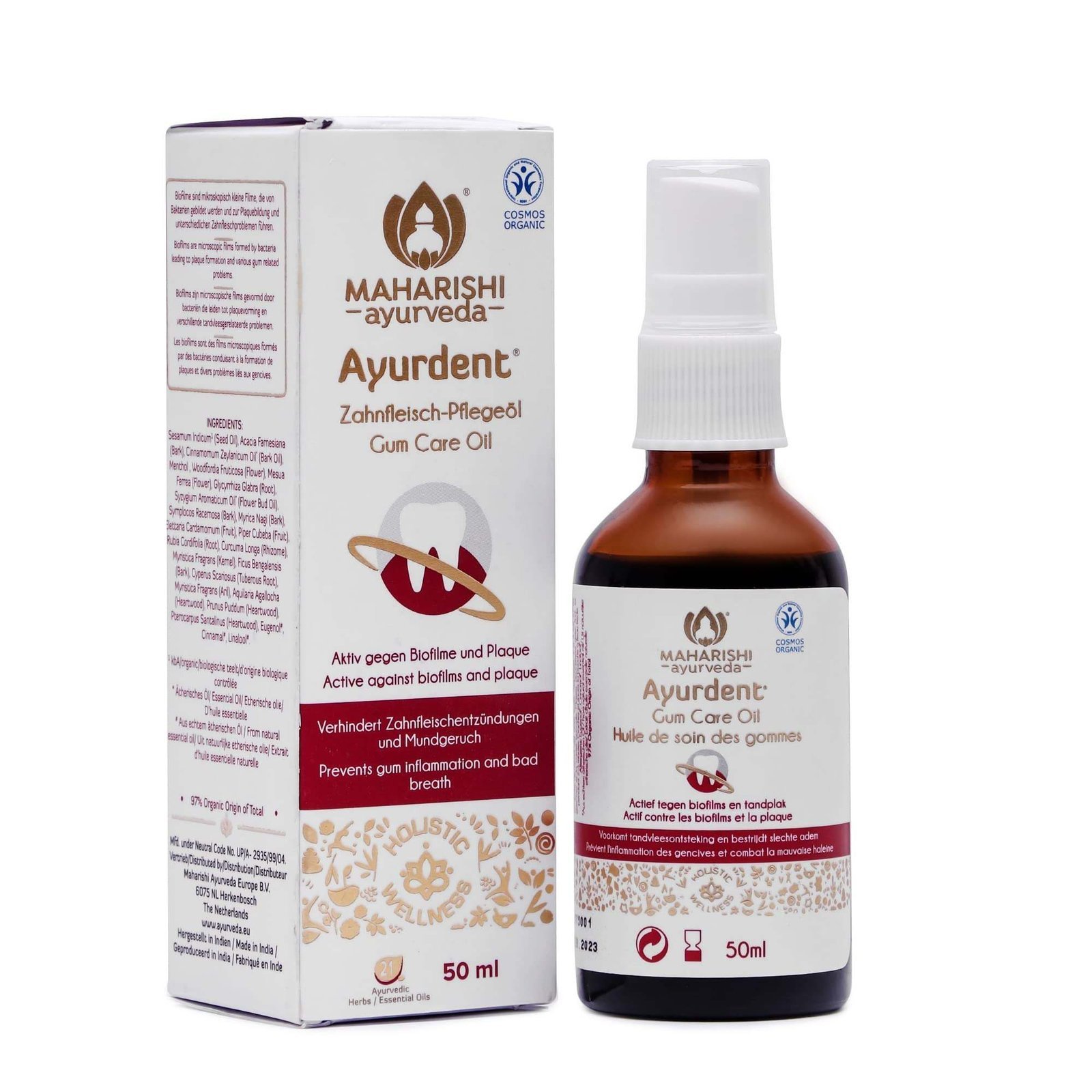 uk711R5LIldyL-1-1.jpg Maharishi Ayurveda Ayurdent Gum Care Oil - 100% Natural Oil Mouthwash for Soothing Dental Care, Anti-Plaque, Organic Sesame Oil-Based (50 ml) - Fast UK Delivery - Image 1