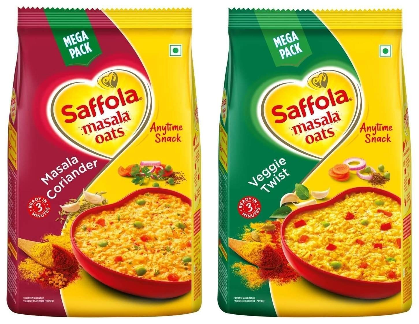 uk711yCYrOnwL-1-1.jpg Saffola Masala Oats Masala & Coriander - 500 gm and Veggie Twist 500 gm - Fast UK Delivery - Image 1