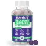 Nutrabud Melatonin Sleep Gummies 3mg For Men, Women | No Added Sugar | Fall Asleep Fast & Restful Deep Sleep | Blackcurrant Flavor Veg Gummy Supplement (60 Count (Pack of 1)) - Fast UK Delivery