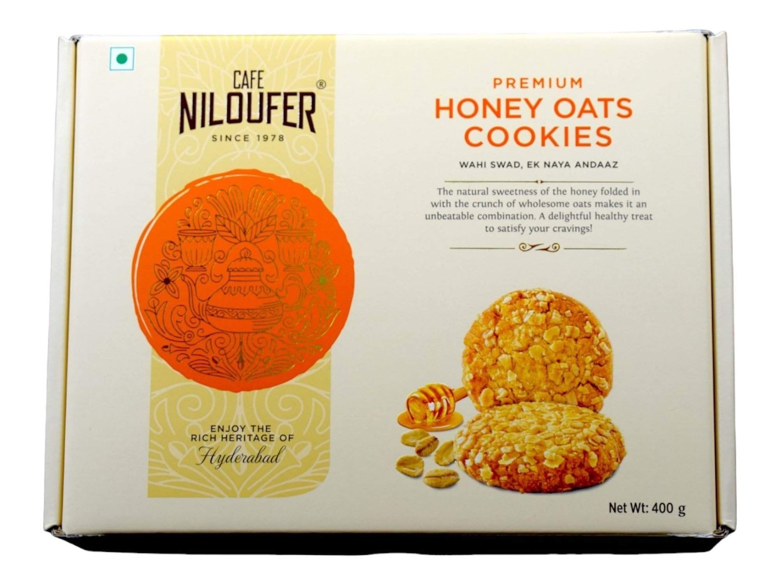 uk713JOXntNPL-1-1.jpg Cafe Niloufer Premium Honey Oats Cookies 400 g | Packed with Fiber - Fast UK Delivery - Image 1