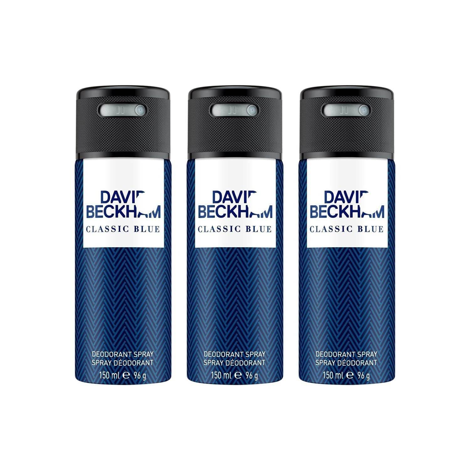 uk713JSUmfrUL-1-1.jpg David Beckham Classic Blue Deodorant Spray 150ml (Pack of 3) - Fast UK Delivery - Image 1