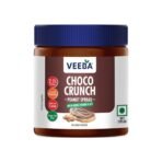 VEEBA Choco Peanut Spread Crunchy | High Protein | Naturally Gluten Free | Trans Fat Free | Vegan | No Added Preservatives | No Added Colour & Flavour | Non GMO | 340g |with Fine Cocoa - Fast UK Delivery