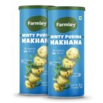 Farmley Roasted Makhana, Minty Pudina Flavour | 77g Each | Healthy Snack Roasted in Olive Oil | Guilt-Free & Crunchy Munchies | Pack of 2 - Fast UK Delivery