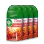 Air Wick 250 ml - Rose & Saffron, Freshmatic Automatic Air Freshener Refill | 2600 Sprays Guaranteed | Automatic Room Freshener, Bathroom Freshener and Room Spray (Pack of 4) - Fast UK Delivery