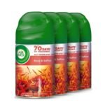 Air Wick 250 ml - Rose & Saffron, Freshmatic Automatic Air Freshener Refill | 2600 Sprays Guaranteed | Automatic Room Freshener, Bathroom Freshener and Room Spray (Pack of 4) - Fast UK Delivery