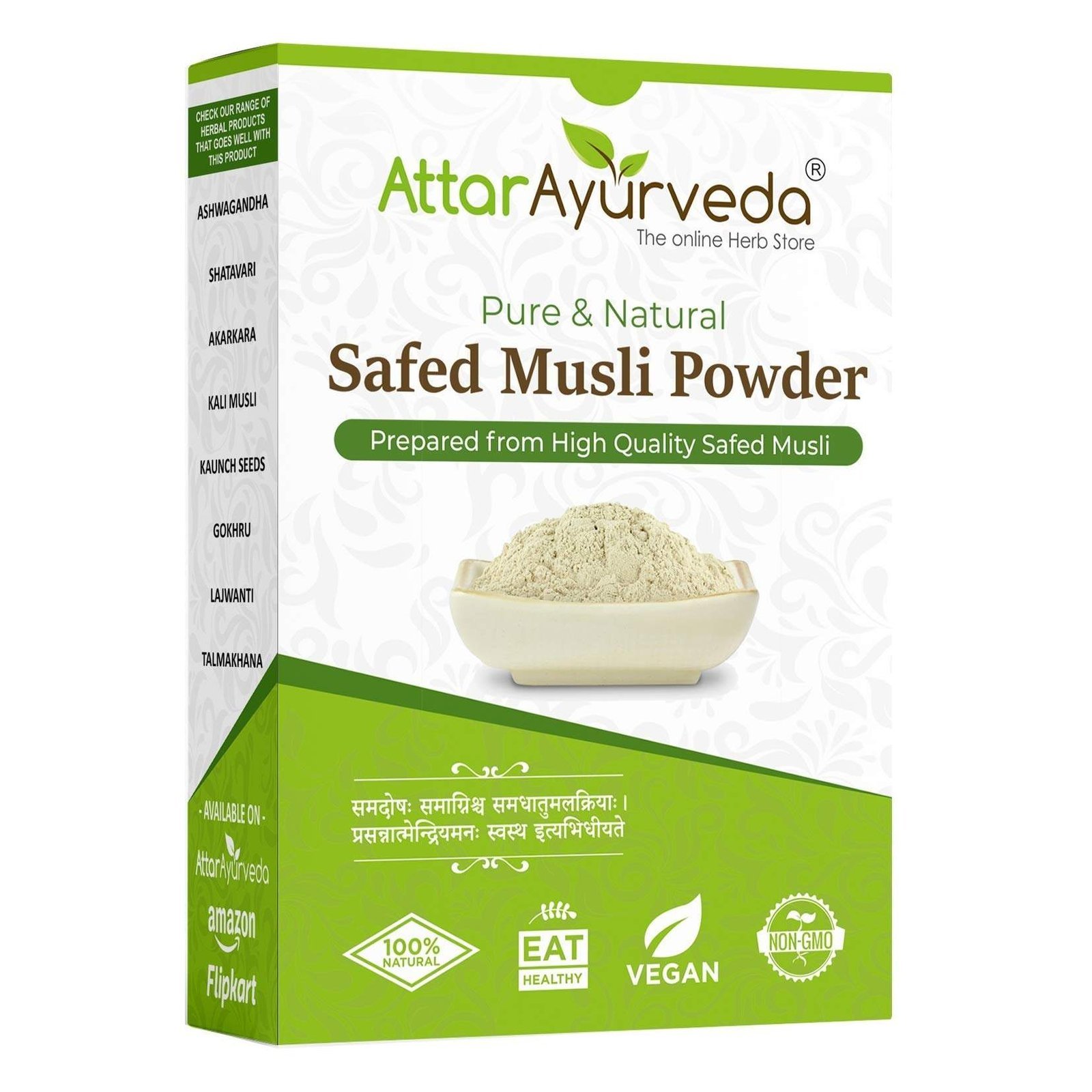 uk713x3Yp3zCL-1-1.jpg Attar Ayurveda Safed Musli Powder (100 grams) for Stamina and Energy | 100% Pure, Preservative free | No Artificial flavour or color added - Fast UK Delivery - Image 1