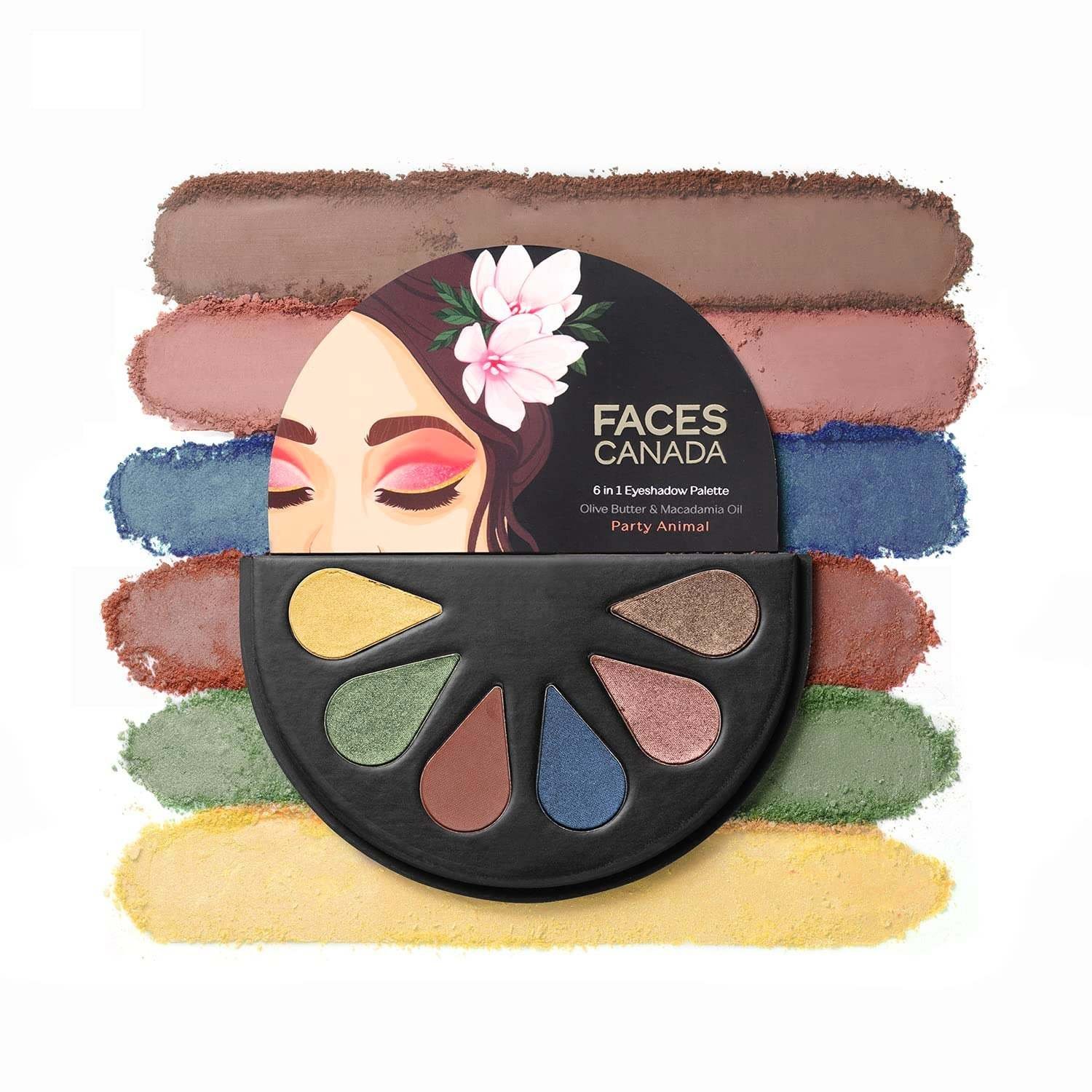 uk714TXEC6QOL-1.jpg FACESCANADA 6 in 1 Eyeshadow Palette - Party Animal 04, 6g | Olive Butter & Macadamia Oil | Vibrant Colors | Highly Pigmented | Easily Blendable | Silky Satin Texture | No Crease | Cruelty-Free - Fast UK Delivery - Image 1