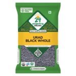24 Mantra Organic Unpolished Urad Dal Black Whole/Black Gram Whole/Minapa pappu/Kali dal - 500gms | Pack of 1 | 100% Organic | Chemical Free & Pesticides Free - Fast UK Delivery