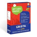 CRISTA Hot Chilli Powder | Guntur Laal Mirch Powder with Natural Oils | Zero added Colours, Fillers, Additives & Preservatives | Spicy Grade Chilli Powder | 100gms