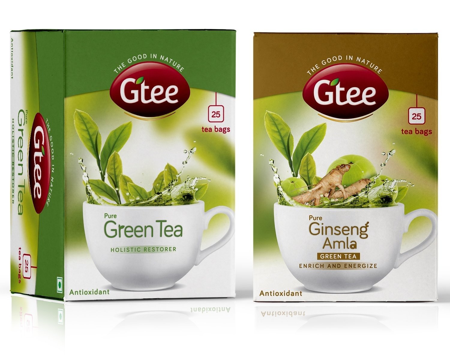 uk7153fFaxLkL-1.jpg GTEE Green Tea Bags - Regular & Green Tea Bags - Ginseng, 25 Tea bags (Pack of 2) - Fast UK Delivery - Image 1