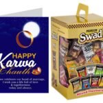 Swad Happy Karwa Chouth Chauth Gift for wife with Card (Swad Mixed Candy 125 Gift Box & 1 Greeting card) - Fast UK Delivery