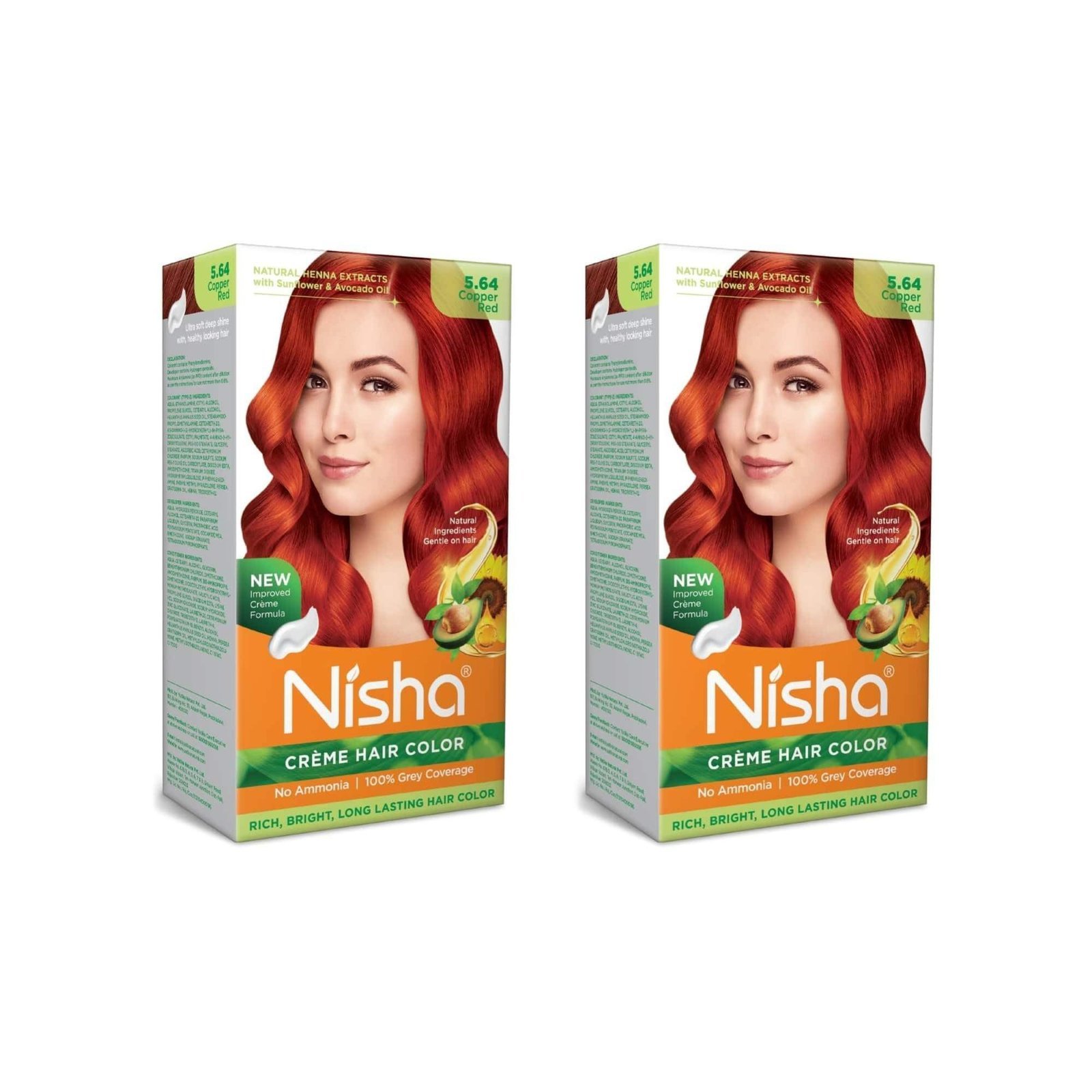 uk715eZP4LzeL-1.jpg Nisha Cream Permanent Hair Color No Ammonia Cream Formula Permanent Fashion Highlights(60Gm+60Ml Each Pack) Copper Red (Pack Of 2) - Fast UK Delivery - Image 1