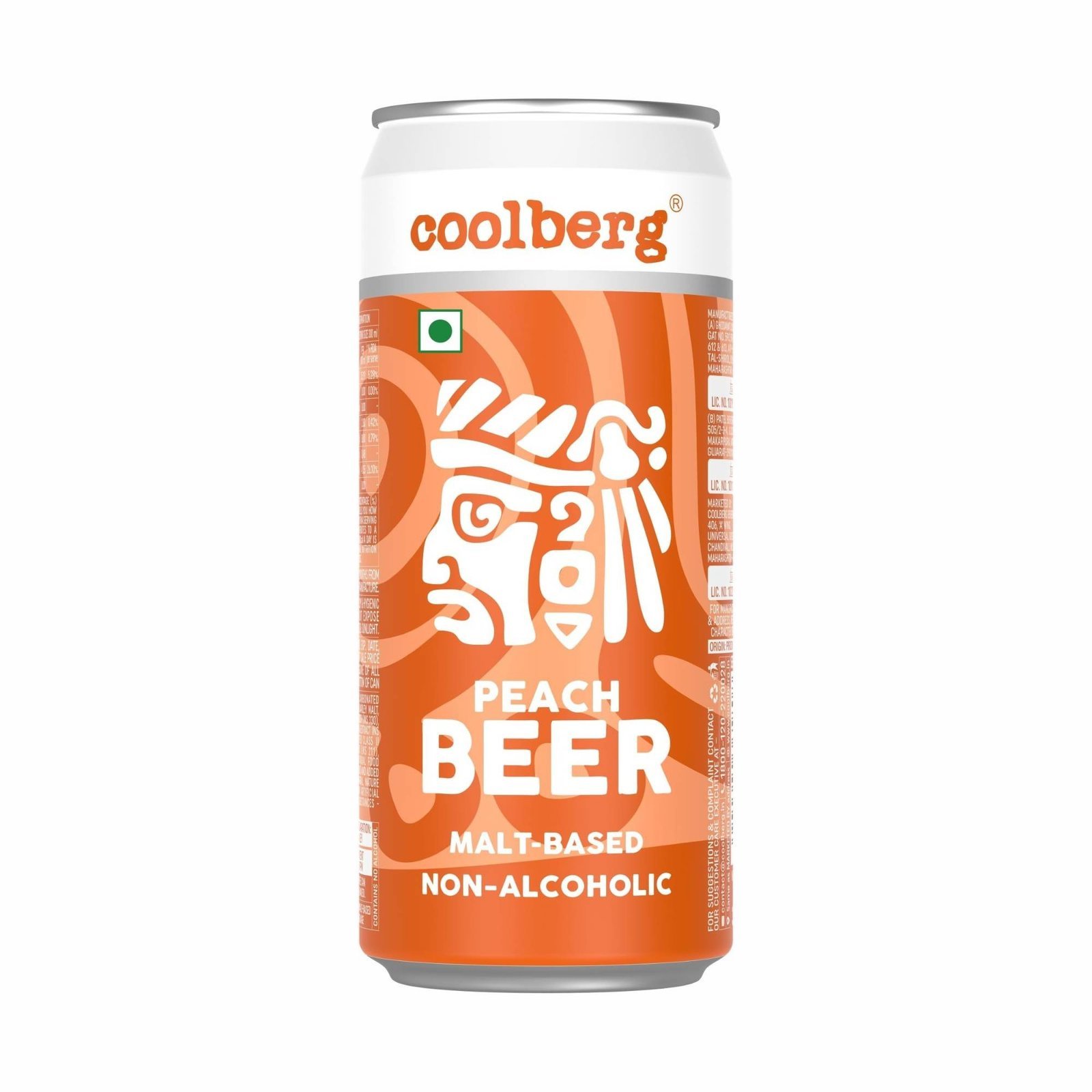 uk715njaGW0RL-1-1.jpg Coolberg Peach Non Alcoholic Beer 300ml CANs - Pack of 2 (300ml x 2) - Fast UK Delivery - Image 1