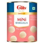 Gits Open & Eat Mini Rasgulla, 30 Pieces Per Can, Authentic Bengali Sweet, 1Kg - Fast UK Delivery