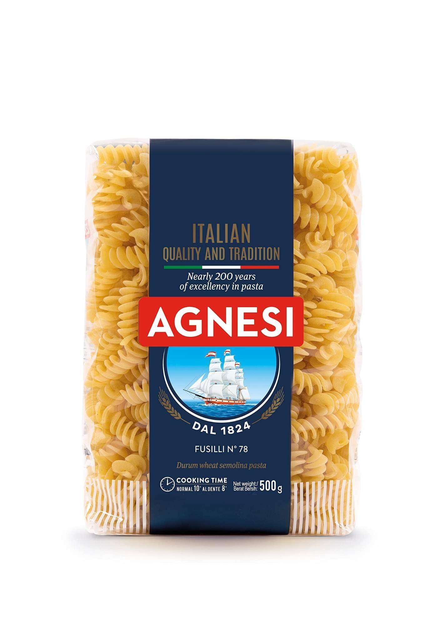 uk716I5yUnfPL-1.jpg Agnesi Fusilli Pasta, 500g l Imported from Italy l Low Calories l Zero Cholesterol l Zero Salt l No Added Sugar l Durum Wheat l - Fast UK Delivery - Image 1