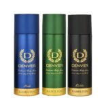 DENVER Hamilton, Caliber and Pride Deodorant -165ML Each (Combo Pack of 3) | Long Lasting Deo Body Spray for Men - Fast UK Delivery